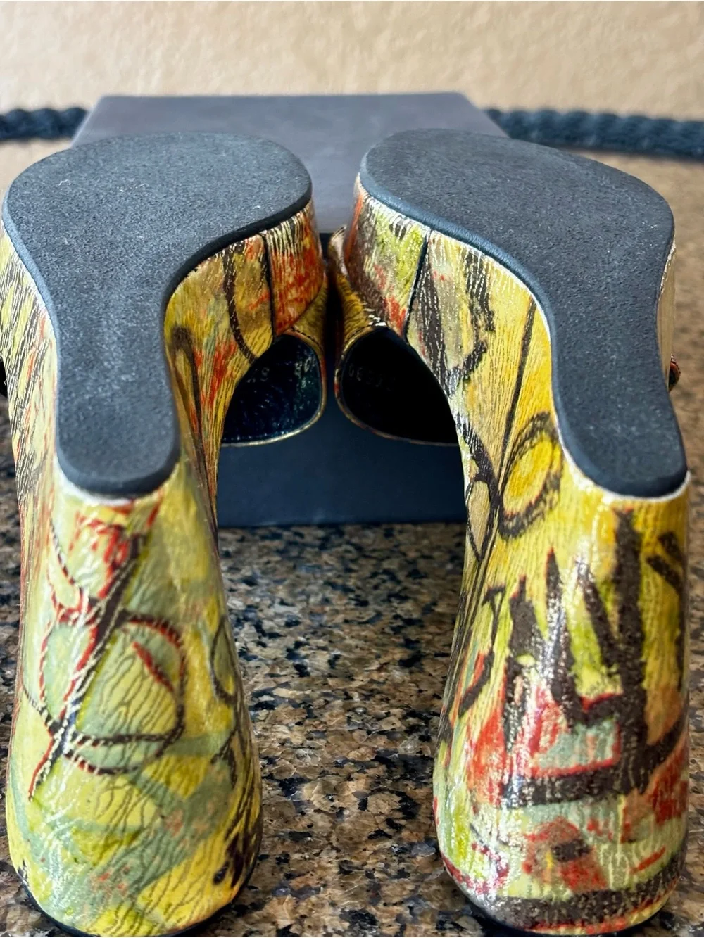 Costa Blanca Yellow Multi-Pattern Wedge Sandals